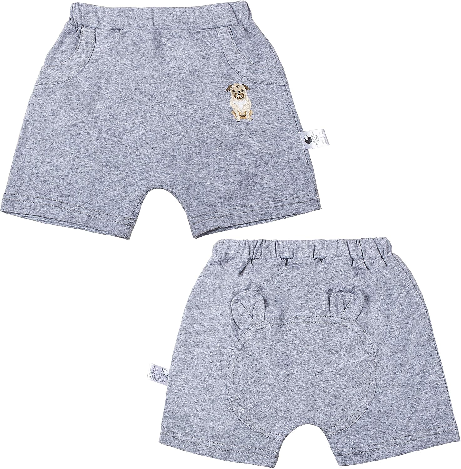 COTTON FAIRY Baby Boys' Shorts 2-Pack Pull-On Pants 3D Ears 3-6 M: Clothing