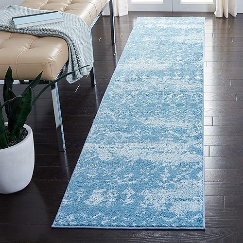 Safavieh Tulum Collection TUL240M Moroccan Boho Distressed Non-Shedding Stain Resistant Living Room Bedroom Runner, 2' x 9' , Turquoise / Blue