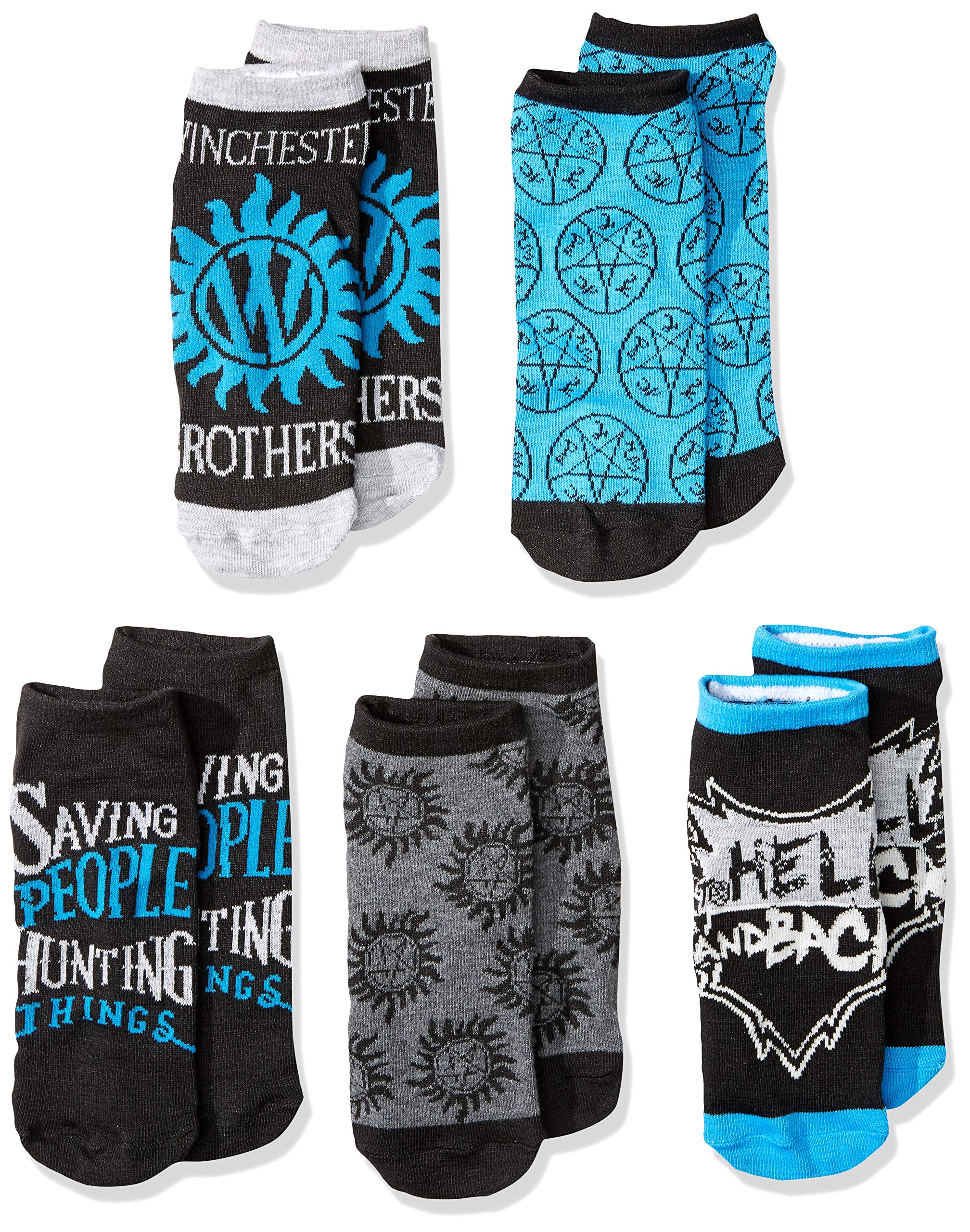 Supernatural Winchester Brothers Saving People Join The Hunts 5 Pack Ankle Socks