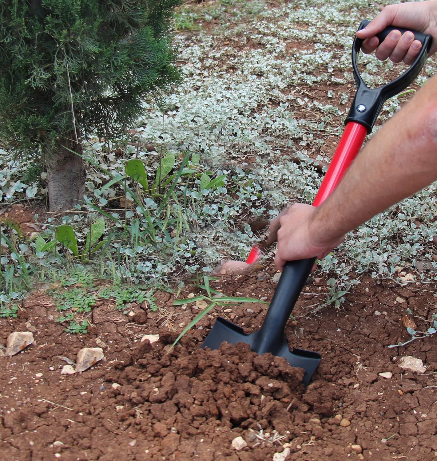 TABOR TOOLS Shovel with Round Point Blade and Comfortable D Grip 20 Inch Fiberglass Handle, Mini Trunk Digging Spade. J211A. (D Handle, Short Shovel)  : Garden & Outdoor