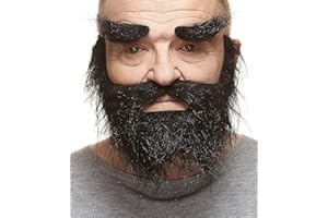 Mustaches Self Adhesive Traper Fake Mustache Beard and Eyebrows, Novelty, Realistic False Facial Hair, Accessory for Adults