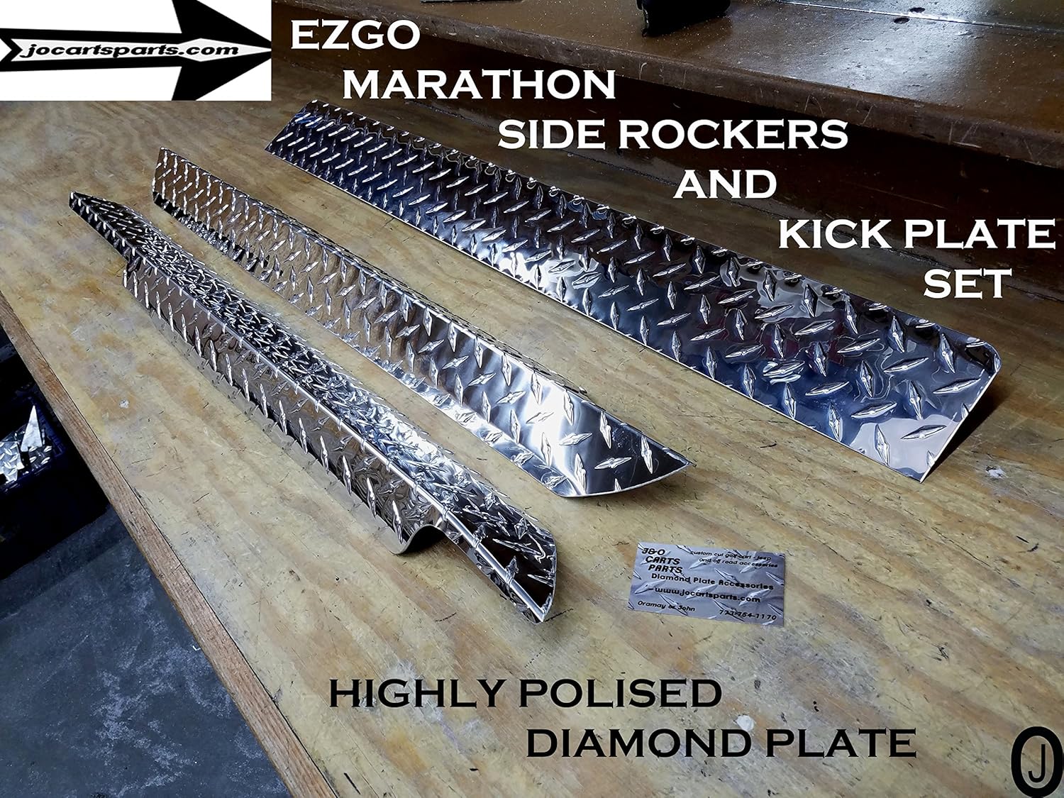 J & O Carts Parts EZGO Marathon Aluminum Diamond Plate Side Rocker Panels & Kick Plate