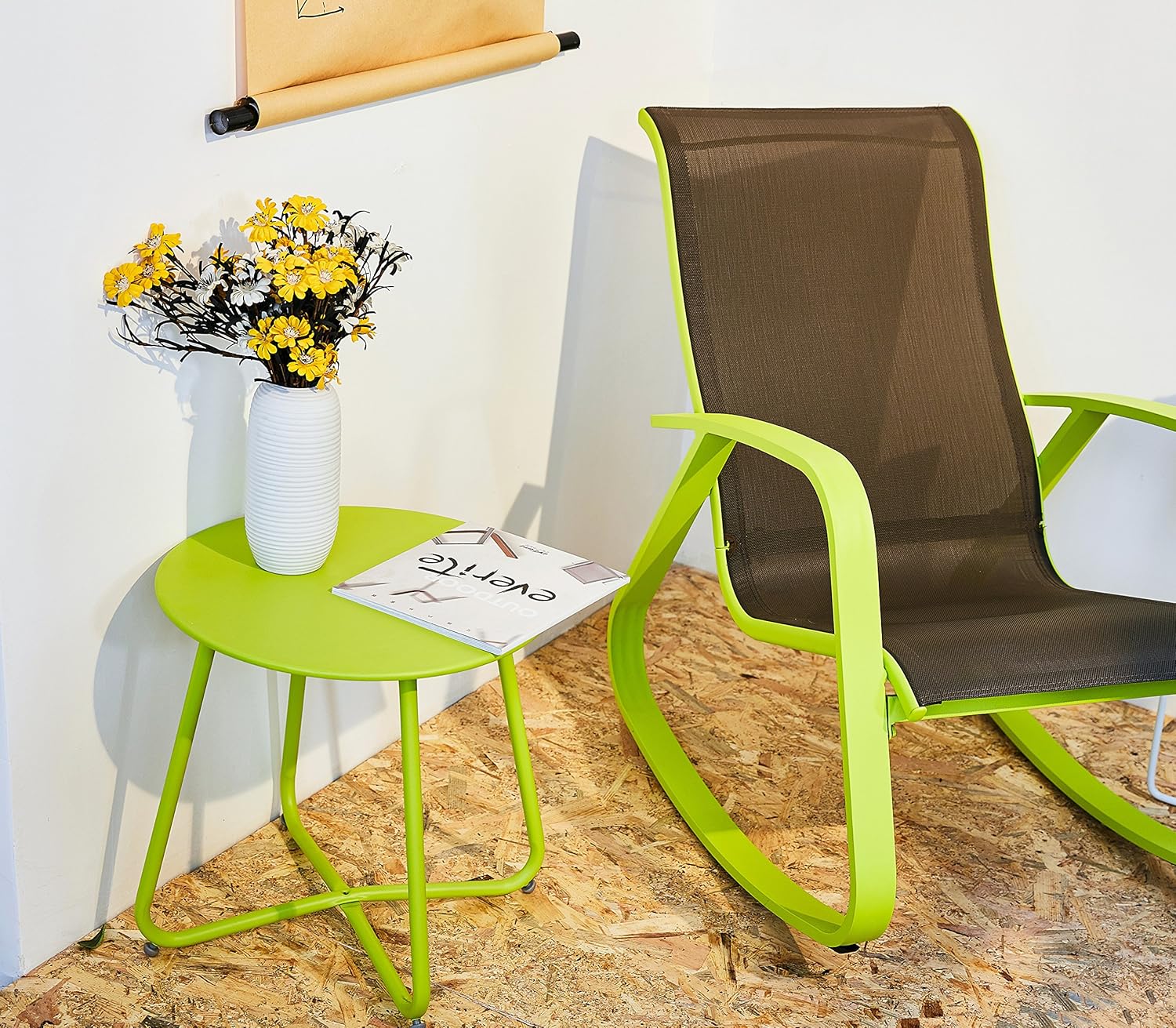 Grand Patio Steel Patio Side Table, Weather Resistant Outdoor Round End Table, Lime Green : Garden & Outdoor