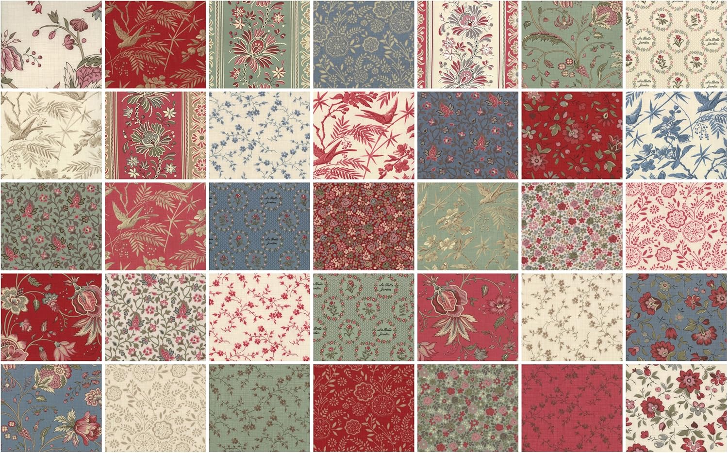 LA BELLE FLEUR 40 Fat Quarter Bundle by French General for Moda Fabrics