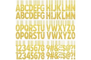 METSYTH 376 Pcs 24 Sheets Large Letter Stickers Glitter Big Font Alphabet Number Self Adhesive Vinyl Stick on Letters Sticker for Mailbox Crafts Poster Bulletin Boards Classroom Home Decor (Gold, 2.5 Inch)
