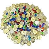 WellPackBox 300 Piece Pirate Treasure Horde With Over 150 Plastic Gold Coins and Over 150 Acrylic Jewels