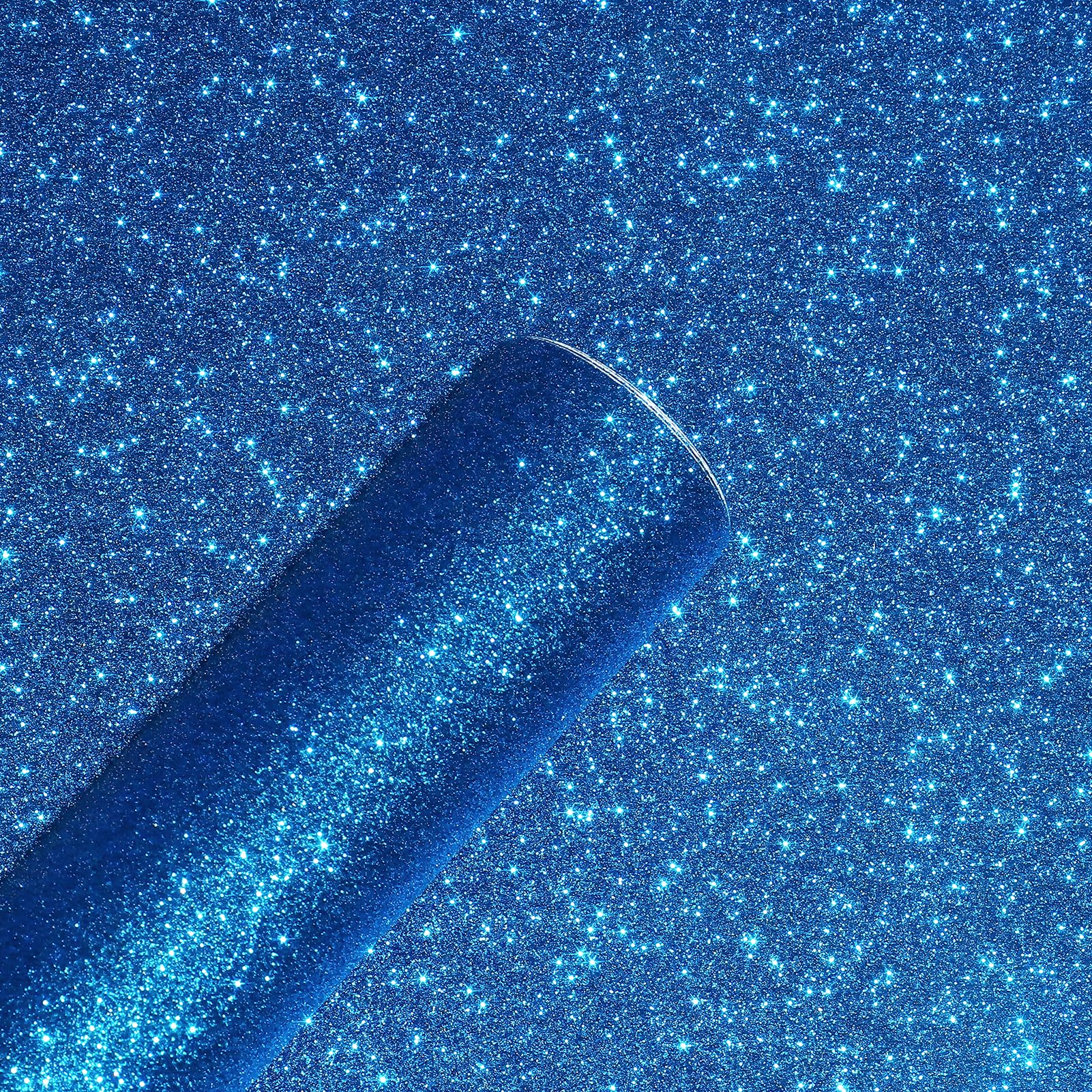 Yullpaper Blue Glitter Wallpaper for Living Room 40cm X 800cm Glitter Worktop Vinyl Covering Peel and Stick Bedroom Wallpaper Blue Sticky Back Plastic Roll Thick Furniture Stickers Cupboard Vinyl Wrap