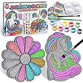 PYO Stepping Stones for Kids, ColorMyWay 2 Pack Unicorn Flower Garden Activities for Girls Boys Ages 3-12 Mosaic Art Kit for 