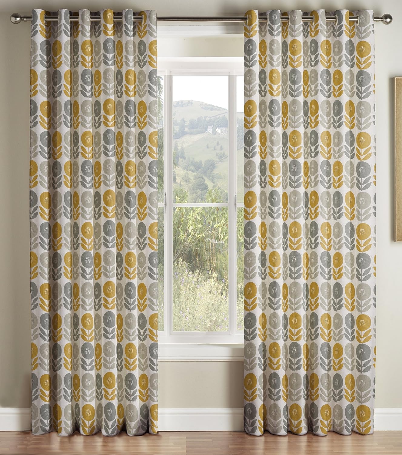 Montgomery Uppsala Mustard Lined Rme Curtain 229 Cm X 137 Cm