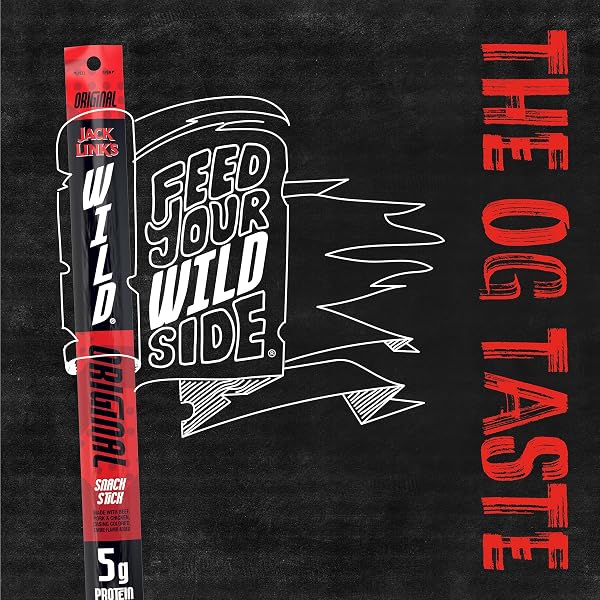 JACK LINK’S WILD ORIGINAL MEAT STICKS – READY TO EAT PROTEIN SNACKS – 5G OF PROTEIN PER SERVING – (20 PACK) 1 OZ MEAT SNACKS