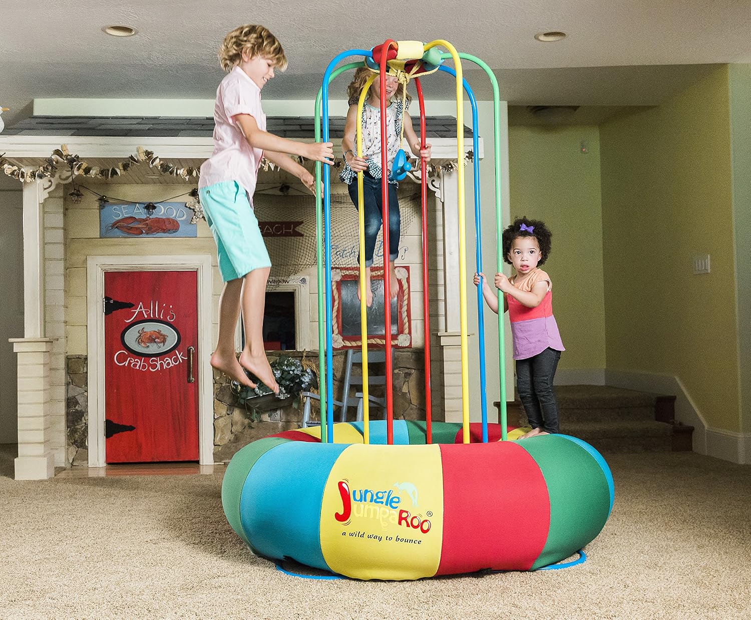 Amazon Co Jp ジャングルジャンパルー 子供はこのトランポリン バウンスハウスのようなプレイセット 屋内 屋外ジャングルジム Lが大好きです Diy 工具 ガーデン