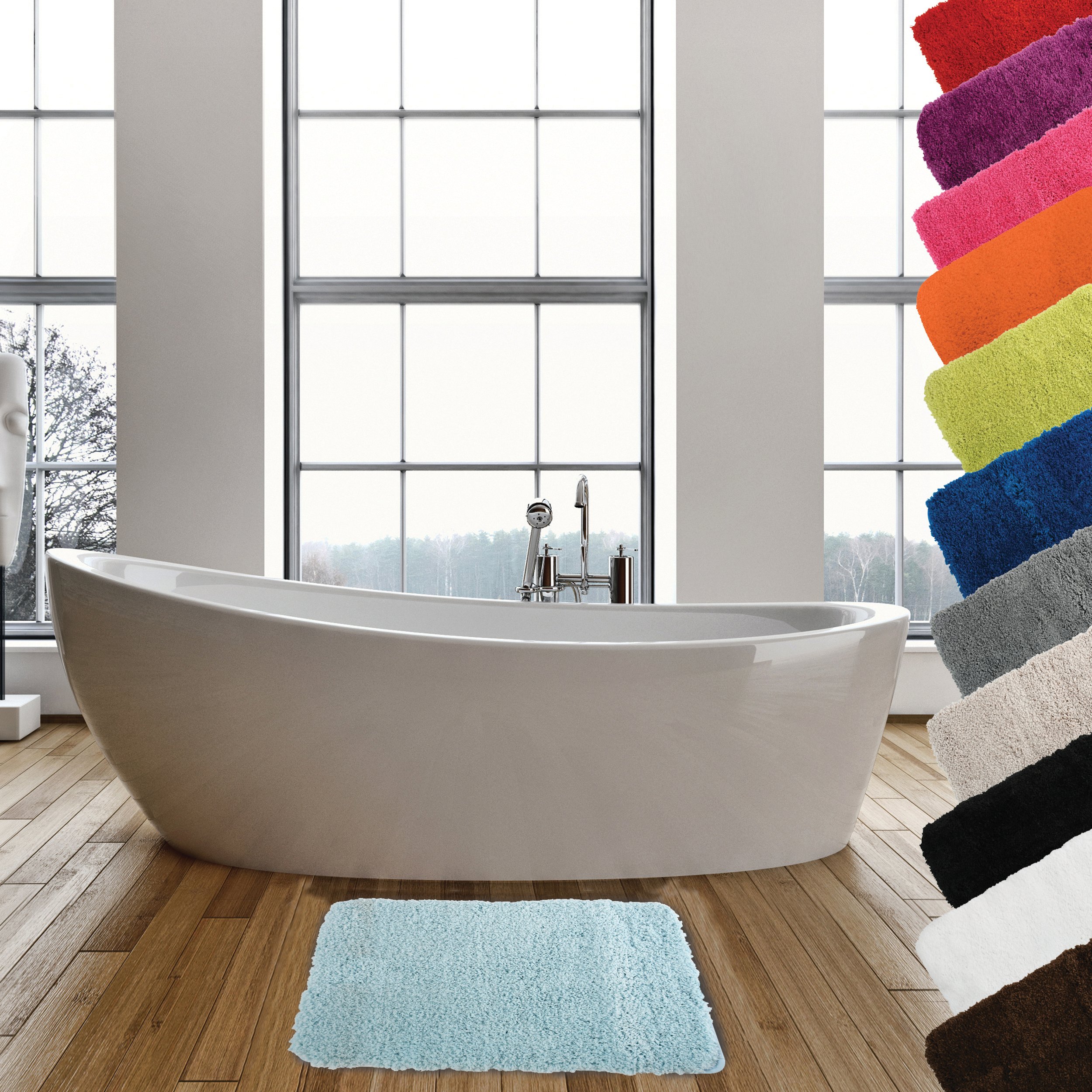 MSV Microfiber Bath Mat, Light Blue, 70 x 50 cm