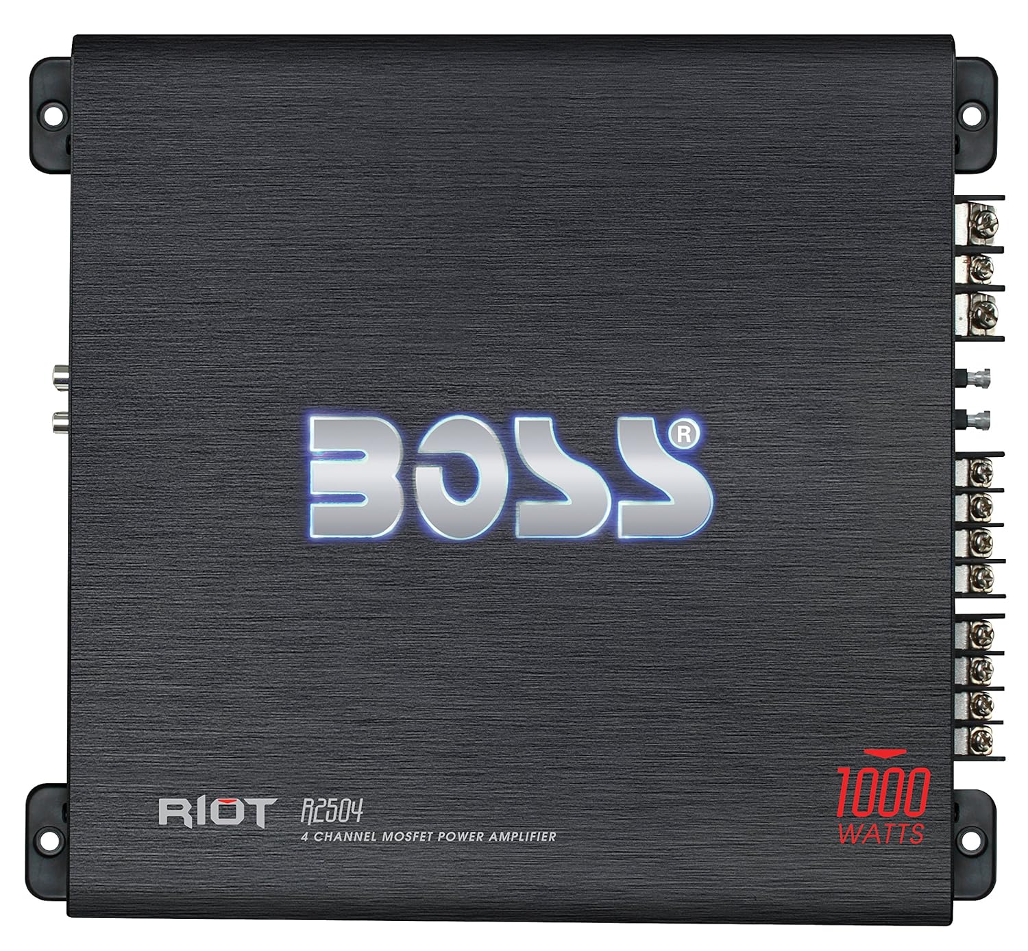 BOSS Audio R2504 - Riot 1000 Watt, 4 Channel, 2/4 Ohm Stable Class A/B, Full Range, Bridgeable, MOSFET Car Amplifier with Remote Subwoofer Control