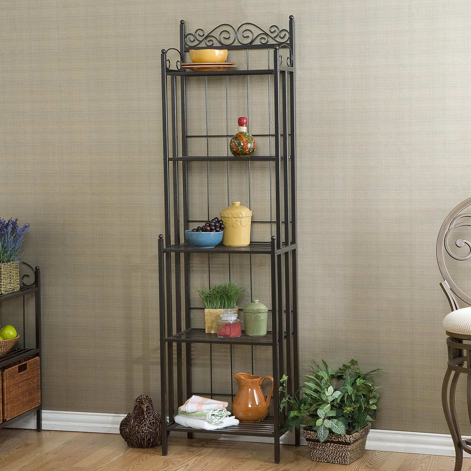 Home Decorators Collection Celtic Metal Baker' s Rack, 69.25Hx19.5W, Grey - Standing Baker's Racks