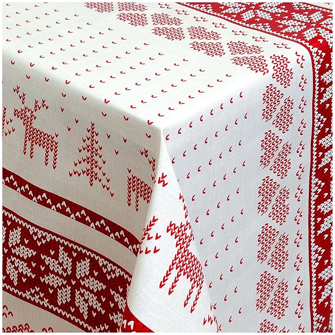 WACHSTUCH Tischdecken ( 01231-01 - 100 x 140 cm - Abwischbar Meterware, Größe wählbar, Glatte Oberfläche Skandinavische Weihn
