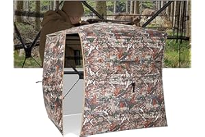 Vibemo Hunting Blind 270° See Through Ground Blind, 2-3 Person Pop-up Portable Deer Blind with Carring Bag，D Shaped and Full Open Door, Camouflage Hunting Tent for Deer & Turkey Hunting