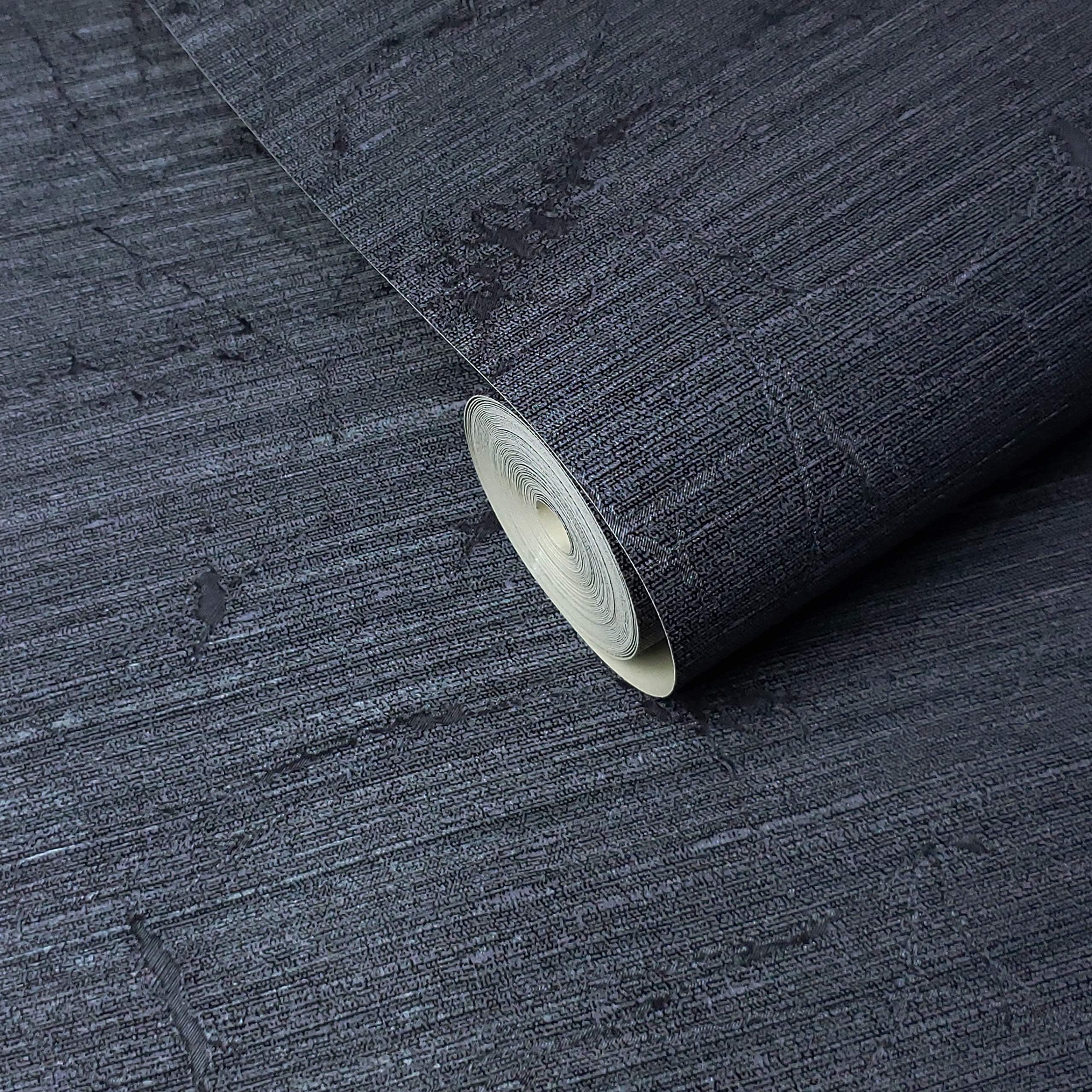 76 sq.ft Rolls Made in Italy Portofino Textured wallcoverings Modern Unique Abstract Embossed Vinyl Wallpaper Dark Onyx Navy Blue Metallic Faux Rustic Metal Design Vertical Lines Plain Wall coverings