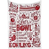 InnoBeta Bowling Throw Blanket - Let's Bowl - Flannel Blankets for Bowling Lovers - Bowling Gifts for Men, Women - 50" x 65" (White)