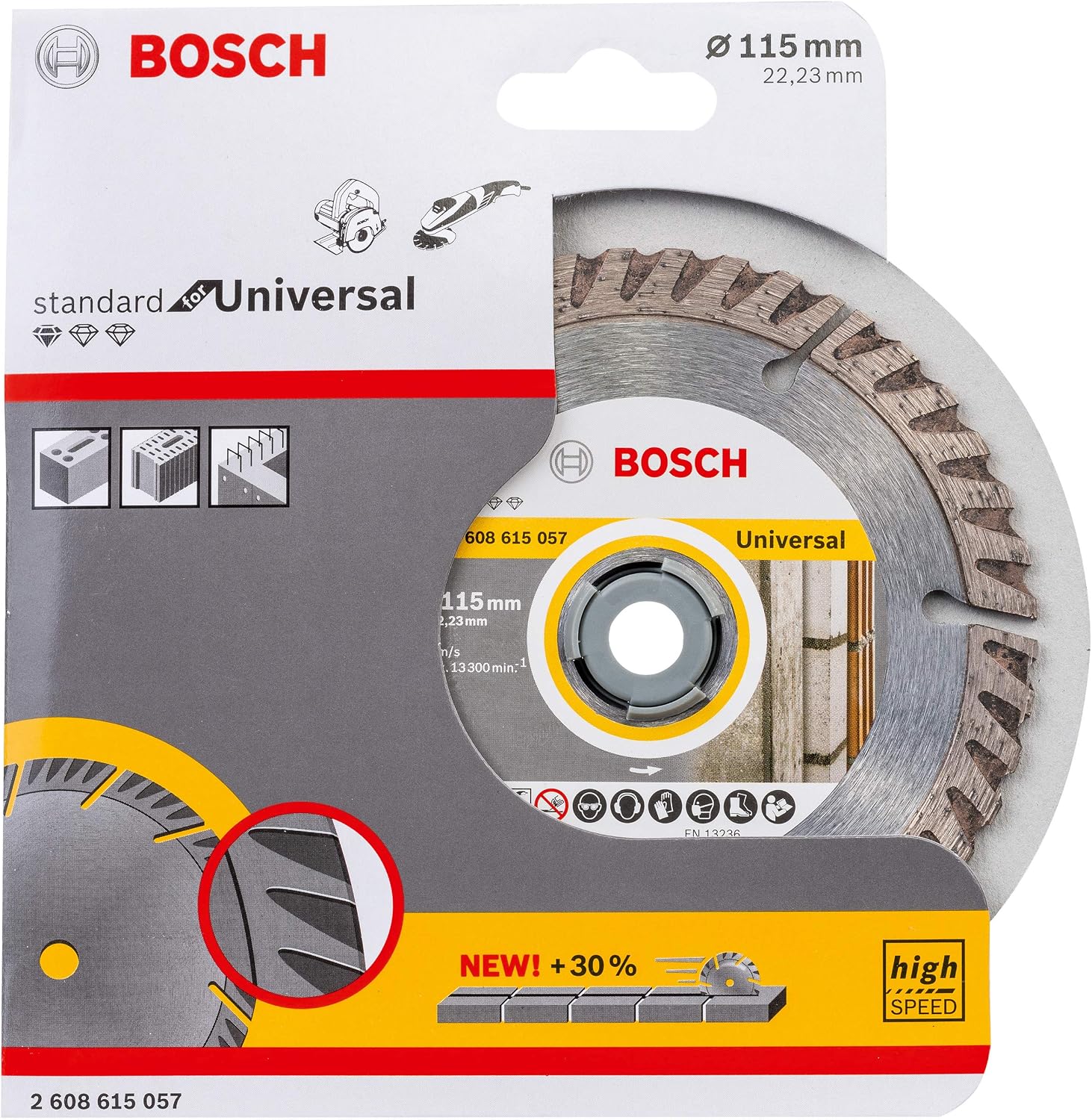 Bosch 1x PRO Multi Material Long Life Diamond Cutting Disc for Bore 22.23 and Small Angle Grinders (for Concrete Reinforced concrete