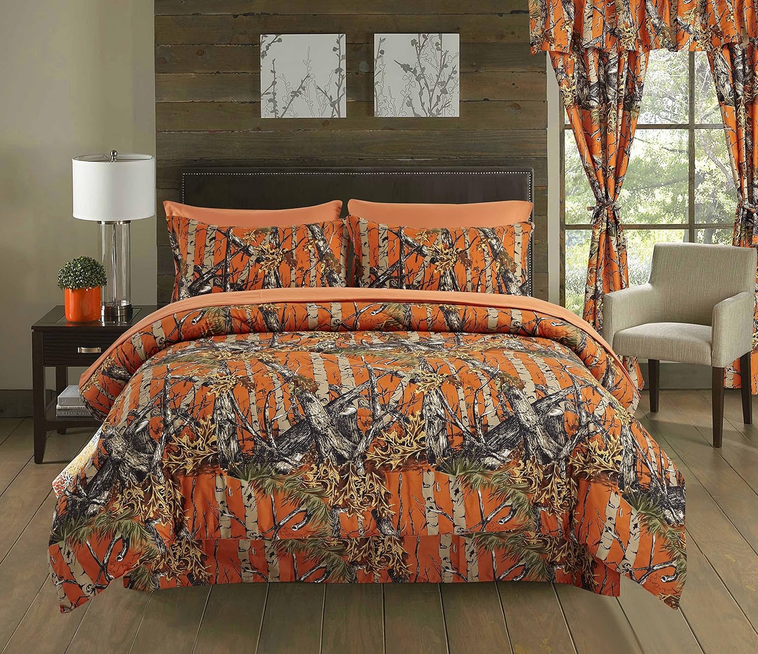 Bed Skirt And 2 Pillow Shams Set Camo Bedding Set For Hunters Cabin Or Rustic Lodge