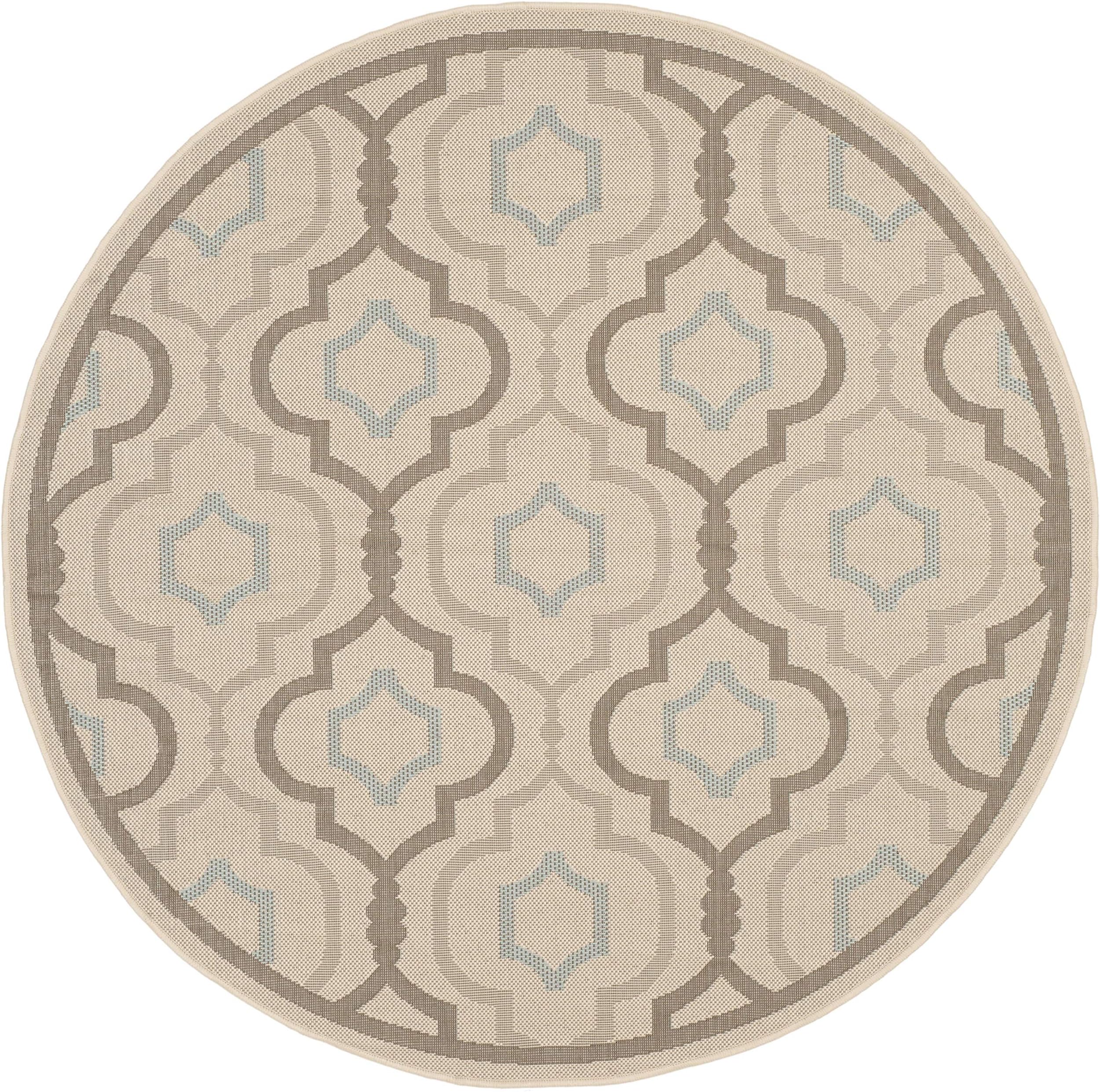 Safavieh Courtyard Collection CY7938-79A18 Beige and Dark Beige Indoor/ Outdoor Round Area Rug (5'3" Diameter)