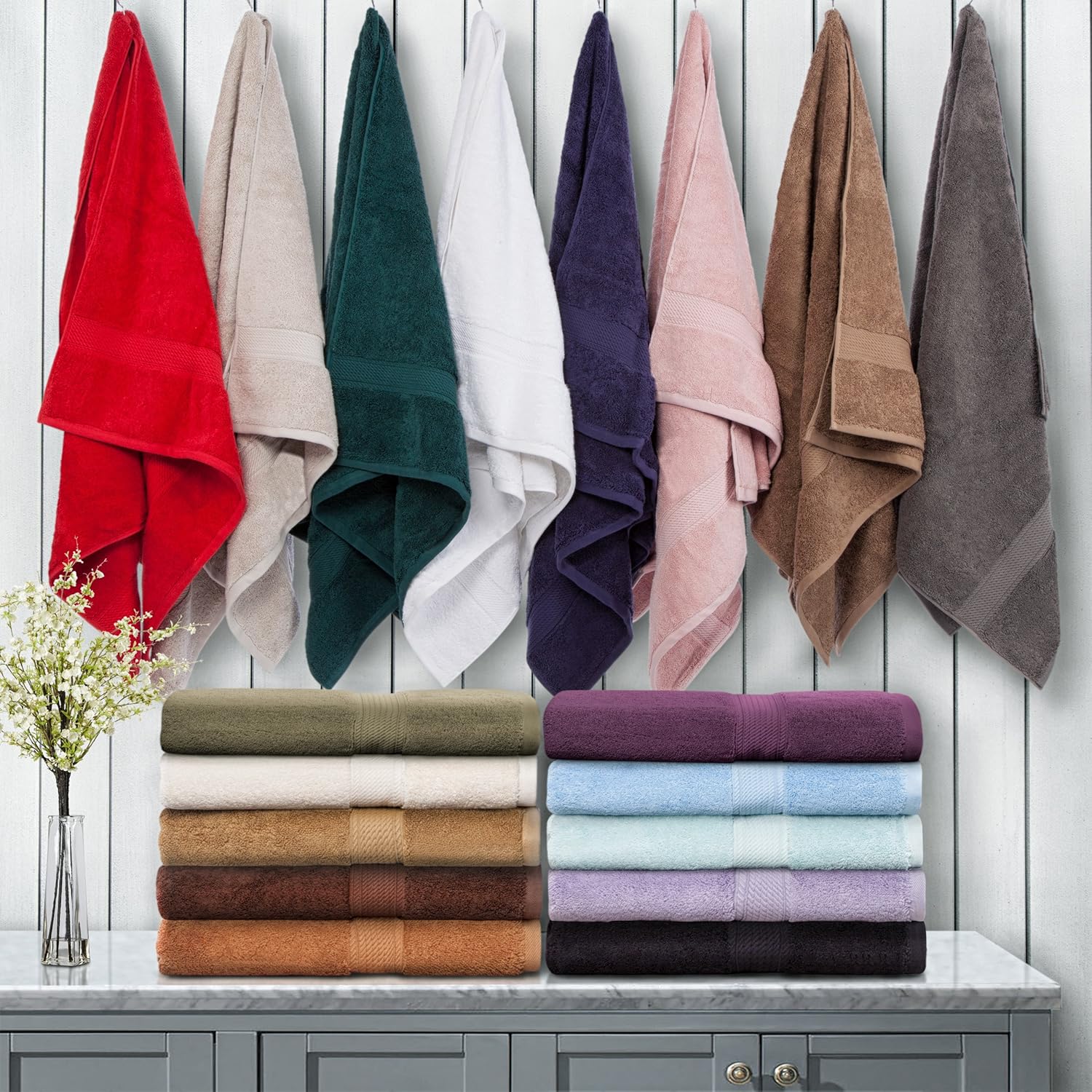 SUPERIOR Solid Egyptian Cotton 6-Piece Towel Set: Home & Kitchen