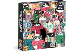 Wintry Cats 500 Piece Puzzle from Galison - 20" x 20" Winter Themed Puzzle That is Puurrfect for The Holidays, Fun and Colorful Artwork, Thick and Sturdy Pieces, Makes a Wonderful Gift!