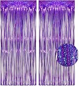 GREATRIL Purple Tinsel Curtain Backdrop Pack of 2 3.2 ft x 8.2 ft