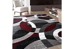 Rugshop Contemporary Abstract Circles Perfect for high Traffic Areas of Your Living Room,Bedroom,Home Office,Kitchen Area Rug 5'3" x 7'3" Red