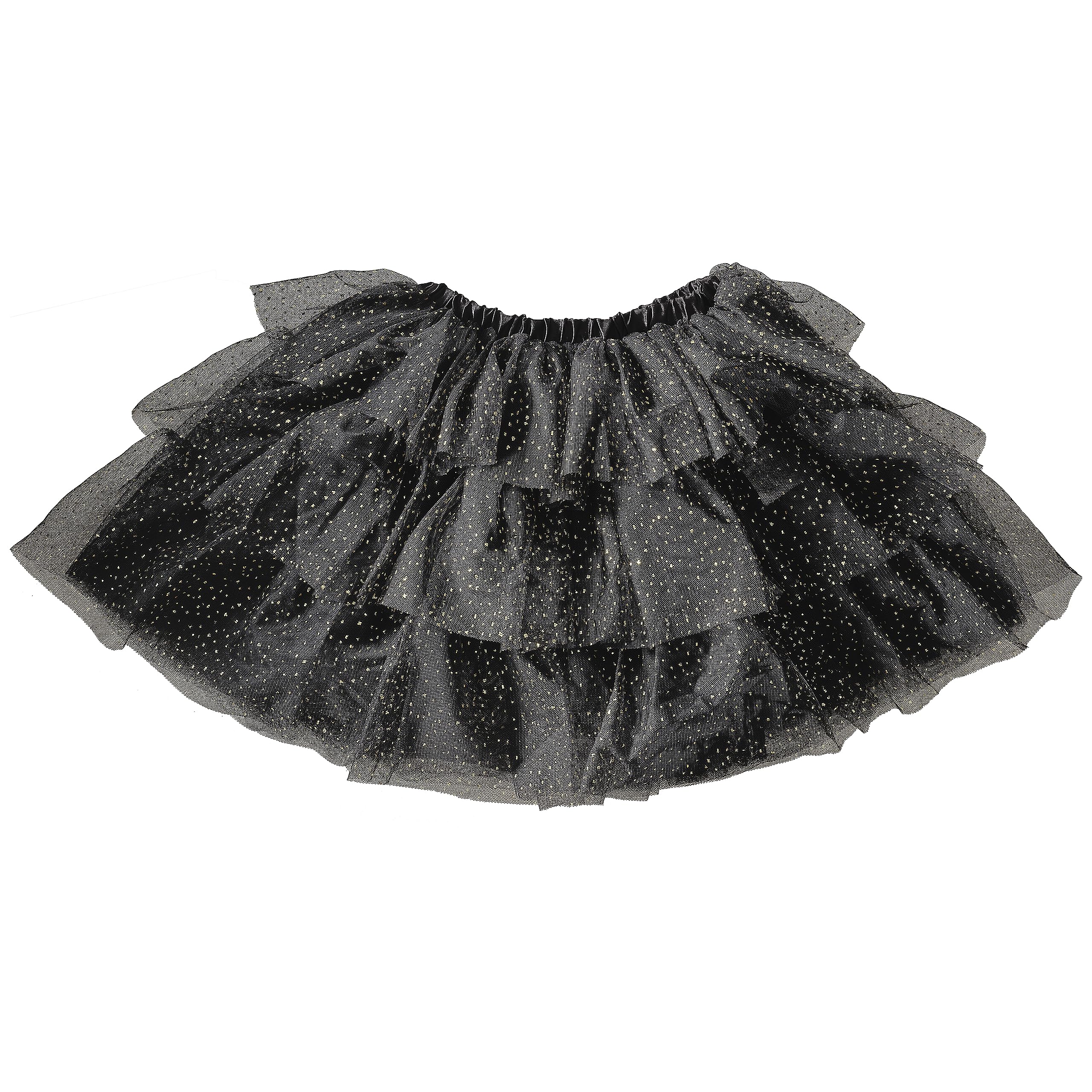 Ginger Ray Girls Black & Gold Sparkle Tutu for Halloween Costume Parties Age: 5-7 Years