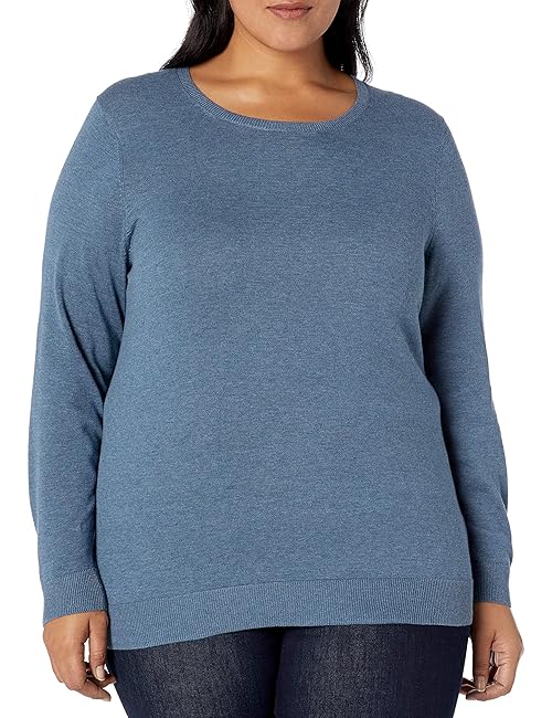 Amazon Essentials Women's Long-Sleeve Lightweight Crewneck Sweater (Available in Plus Size), Blue, X-Small
