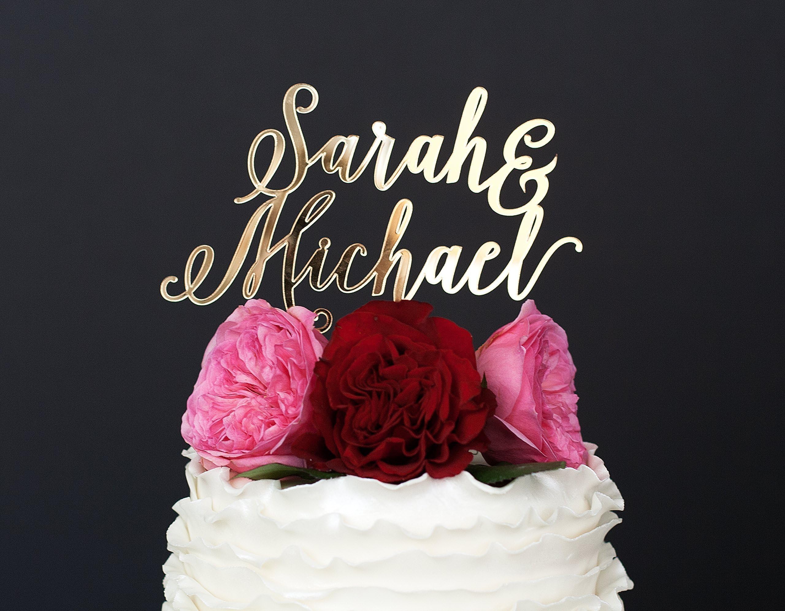 Wedding Cake Topper, Custom Wedding Cake Topper, Personalized Wedding Cake Topper, Gold Wedding Cake Topper