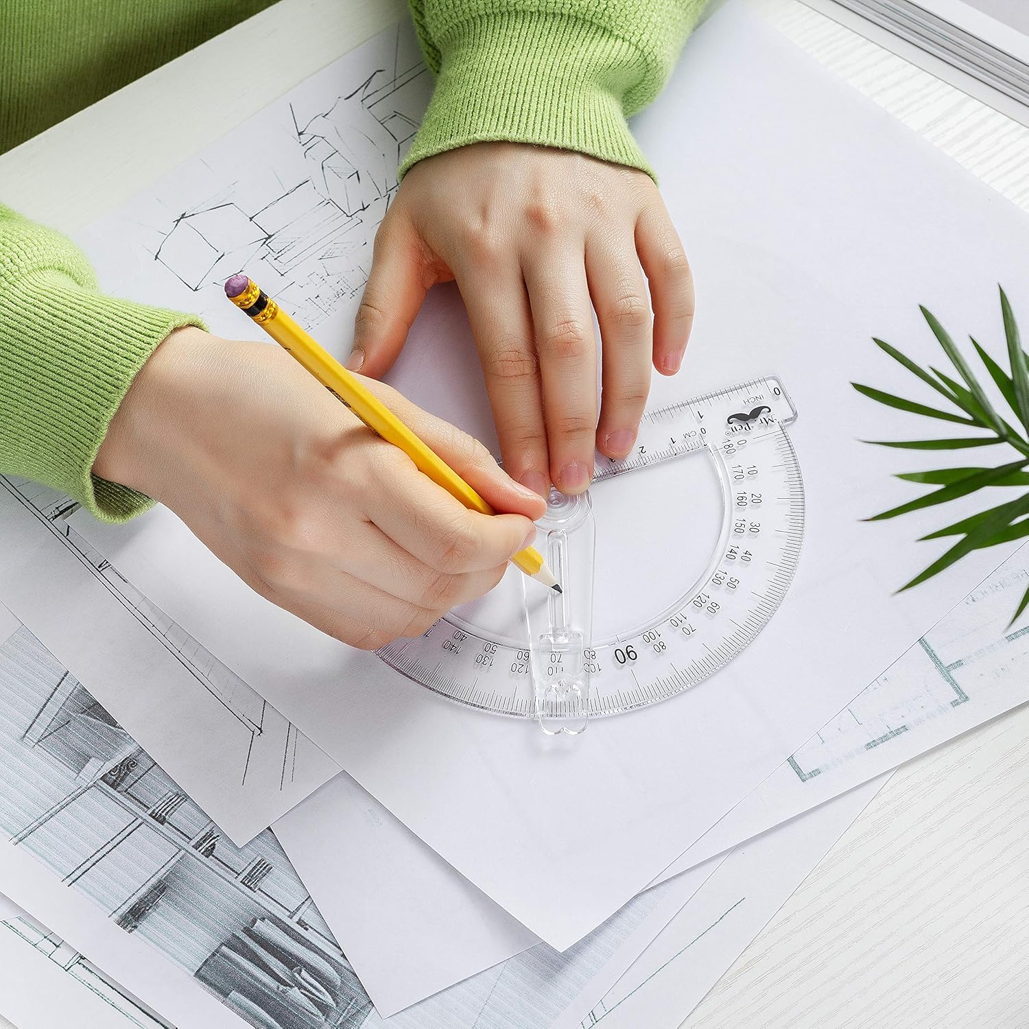 Mr. Pen Protractor, 6 Inches Protractor with Swing Arm, Pack of 3 : Office Products