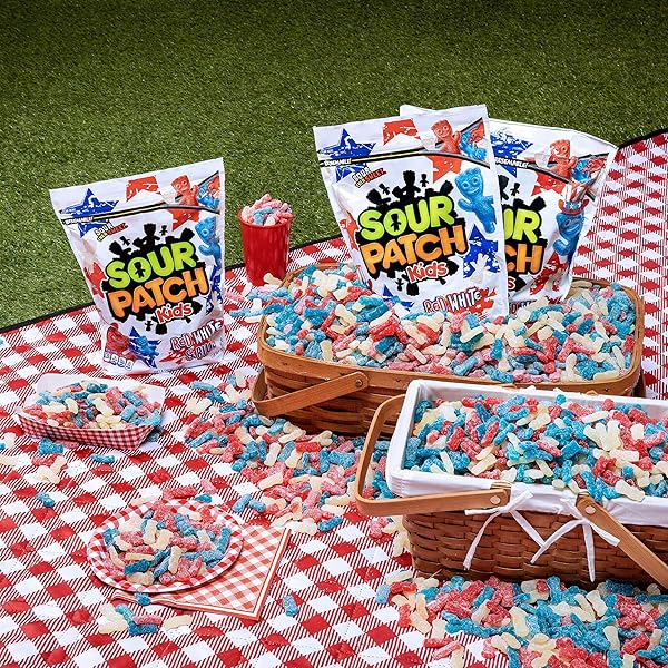 SOUR PATCH KIDS RED, WHITE & BLUE SOFT & CHEWY GUMMY CANDY, BULK CANDY, 1.8 LB