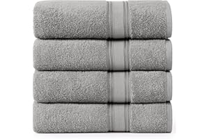 Lane Linen 100% Cotton Bath Sheets Set of 4 (35"x66") - Zero Twist Cotton Extra Large Bath Towels Sets - Quick Dry, Soft & Absorbent Oversized Grey Towels Set - Pre Shrunk, Fade Resistant - Space Grey