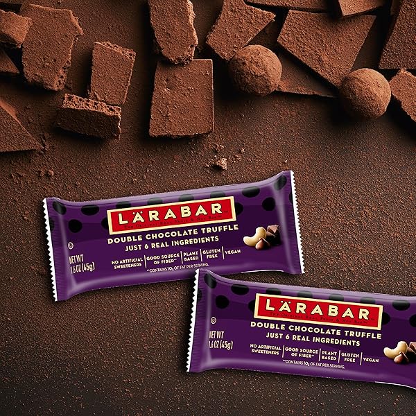 LARABAR DOUBLE CHOCOLATE TRUFFLE, GLUTEN FREE VEGAN FRUIT AND NUT BARS, 25.6 OZ, 16 CT