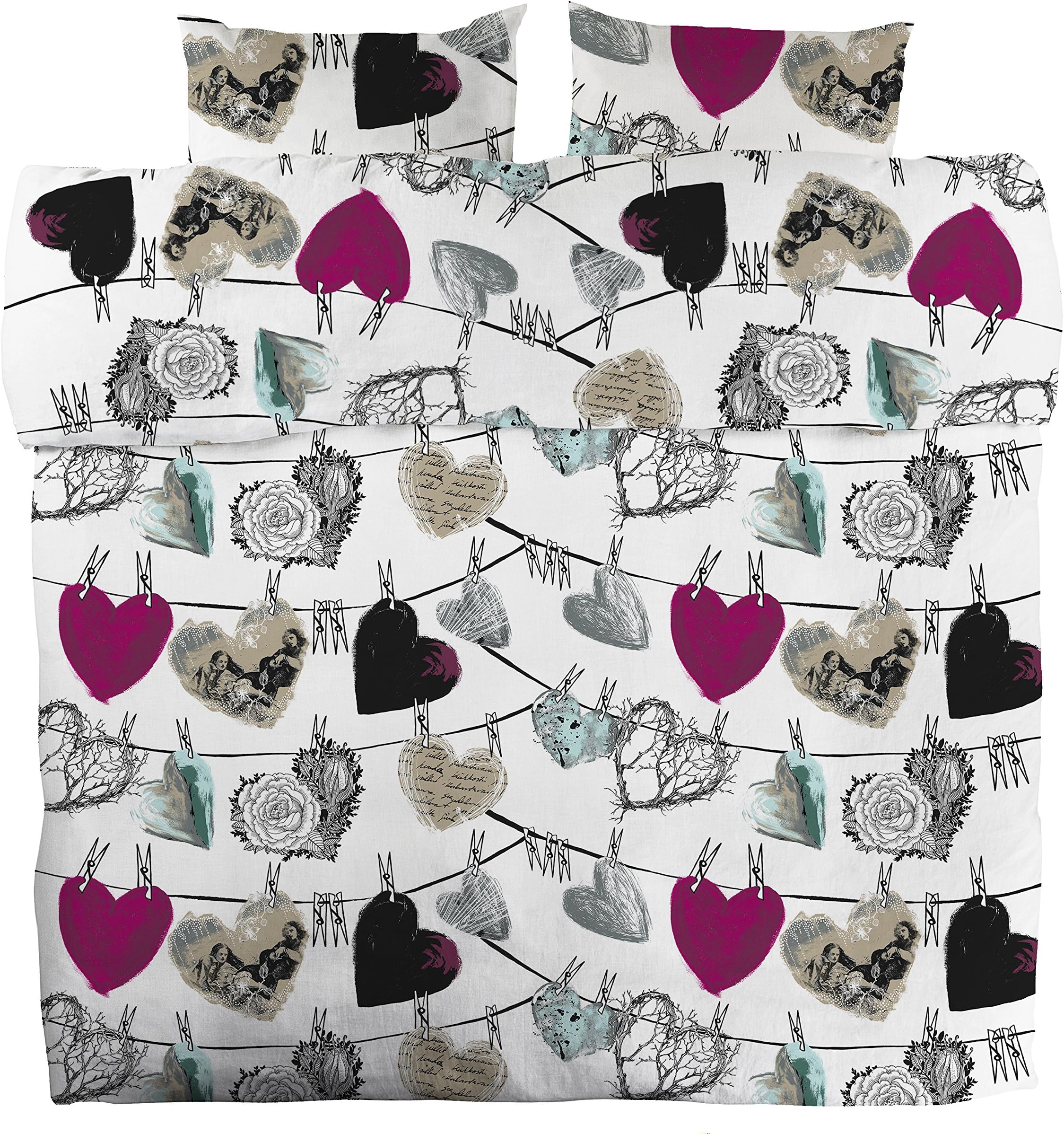 Vallila Interior HEHKU King BEDSET, Hearts, Multi