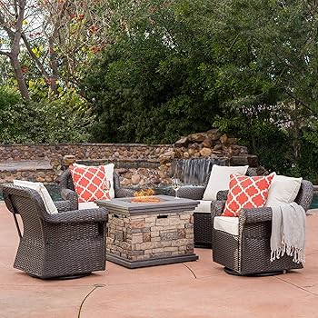 outdoor furniture propane augusta rocking patio wicker gdf pit arm gas chair piece fire studio table