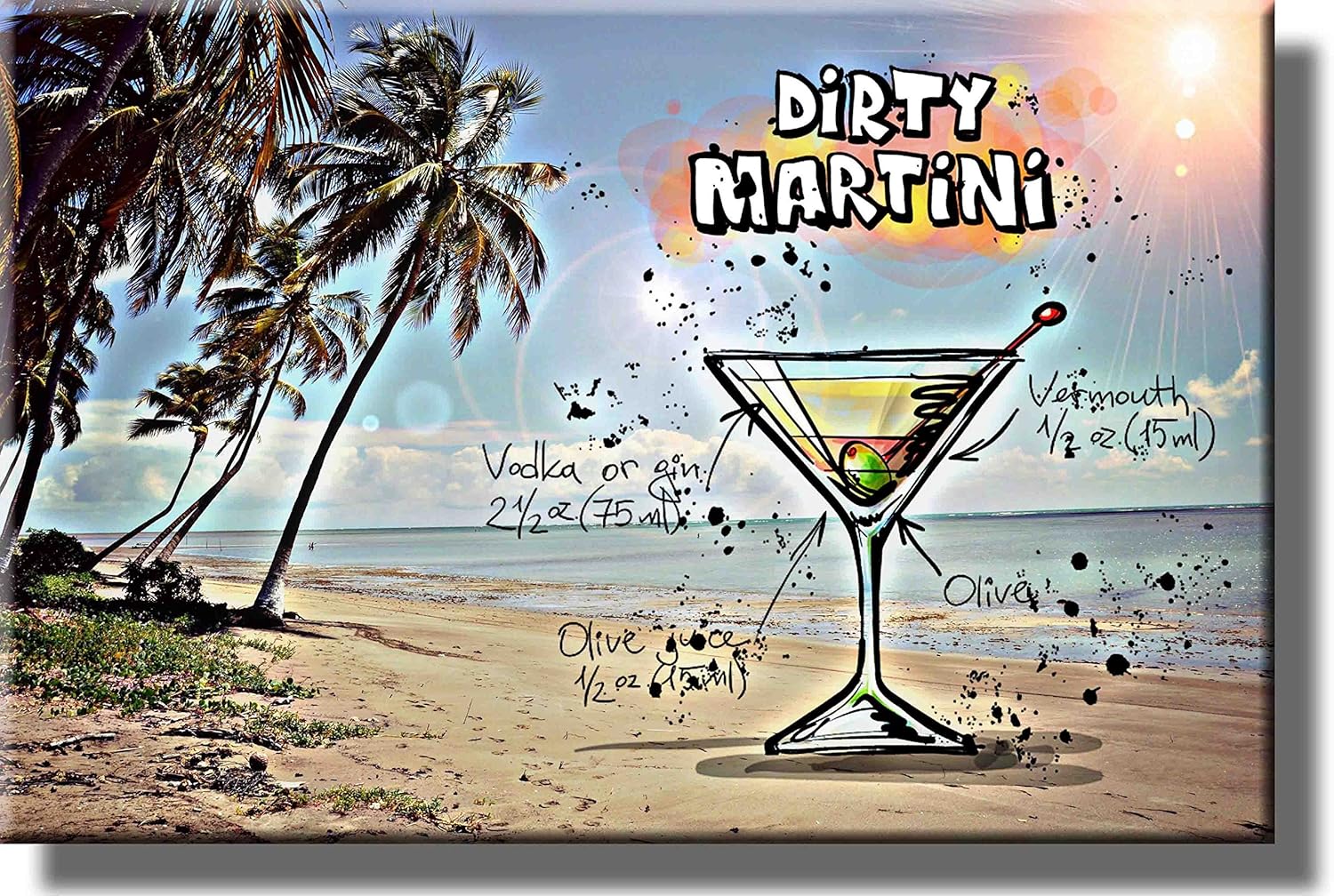 Amazon.com: Dirty Martini Cocktail Recipe Drink Picture on Stretched