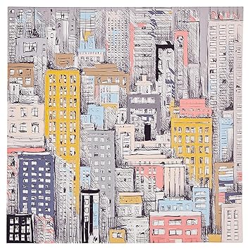 Amazon Com Rivet Contemporary City Print On Canvas 30 X 30