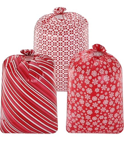 JOYIN Christmas 4 Pcs Jumbo Gift Bags, Extra Large Heavy Duty 44" X 36" Drawstring Xmas Present Bag With Tags For Big Gifts, Christmas Season, Gift Giving, Holiday Presents Or Decorations