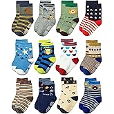 RATIVE Non Skid Anti Slip Crew Socks With Grips for Baby Infant Toddlers Kids Boys