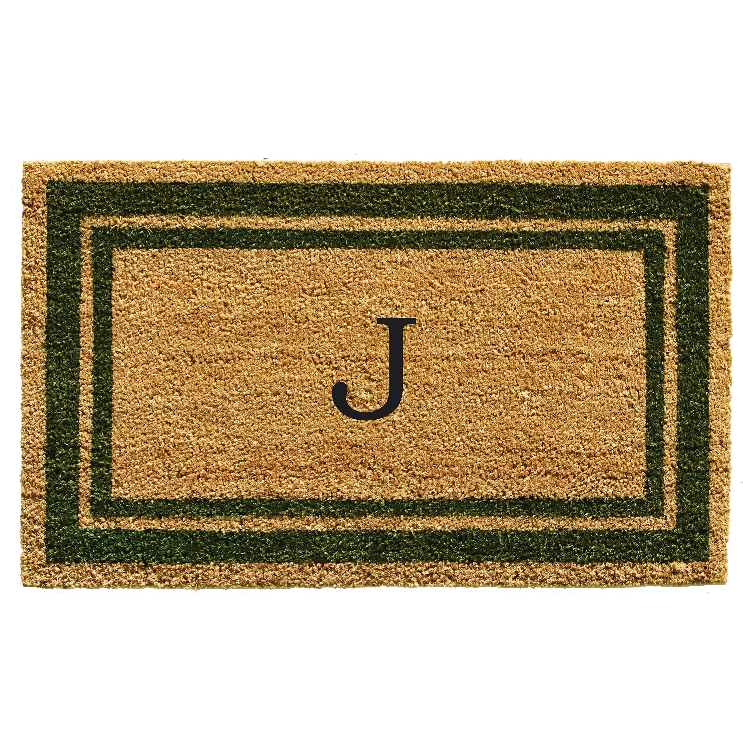 Calloway Mills 153041830J Sage Green Border 18" x 30" Monogram Doormat, (Letter J) Image