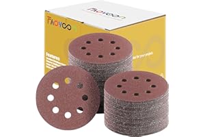 Faoyoon Sanding Disc 5 Inch 8 Hole, 100 Pcs Orbital Sanding Discs Hook and Loop, Sandpaper for Wood, 80 Grit Sand Paper for R