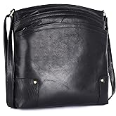 LEDERBUCK Terry Large Soft Real Leather Womens Crossbody Handbags and Purses-Triple Zip Premium Sling Crossover Shoulder Bag
