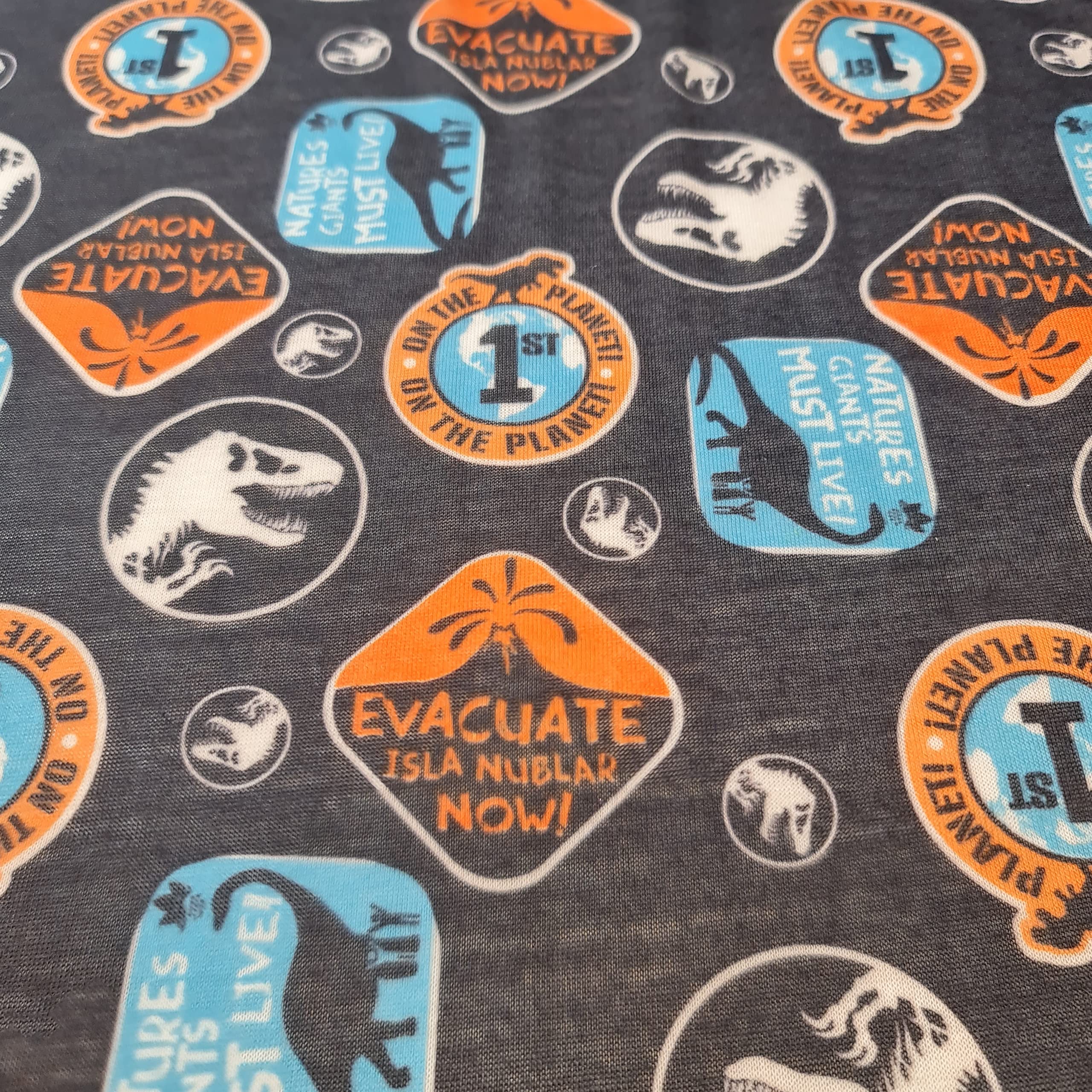 Printed Cotton Jersey Stretch Knit T Shirt Baby Grow Craft Fabric Material 58" - 150 cm Wide Sold As 1 Meter Pre - Cut Lengths (Dinosaur Print)