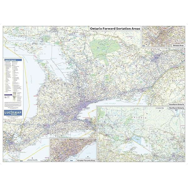 Ontario Wall Map South Portion With Northern Ontario Inset, 42 OFF