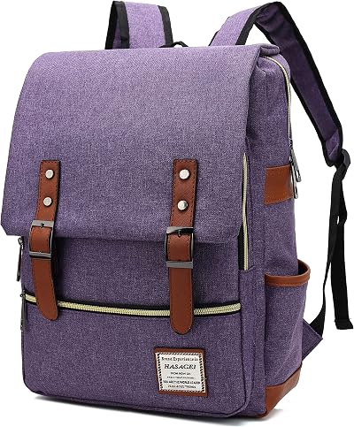 HASAGEI FreeMaster Vintage Backpack 15.6 Laptop Daypack Purple Canvas Rucksack