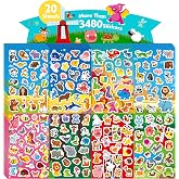 3480+ Animal Stickers, 170+ Adorable Cartoon Animal Designs, Motivational Animal World Pack Labels for Teacher Classroom Reward Gifts Encourage Kids to Do Chores Go to the Toilet (20 Sheets)