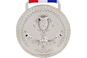PRESTIGE PALACE AWARDS Gold Silver Bronze Medals for 1st 2nd 3rd Place Trophy Awards, Bright or Antique Finish with Attached Red White Blue Satin Ribbon - Sold Separately